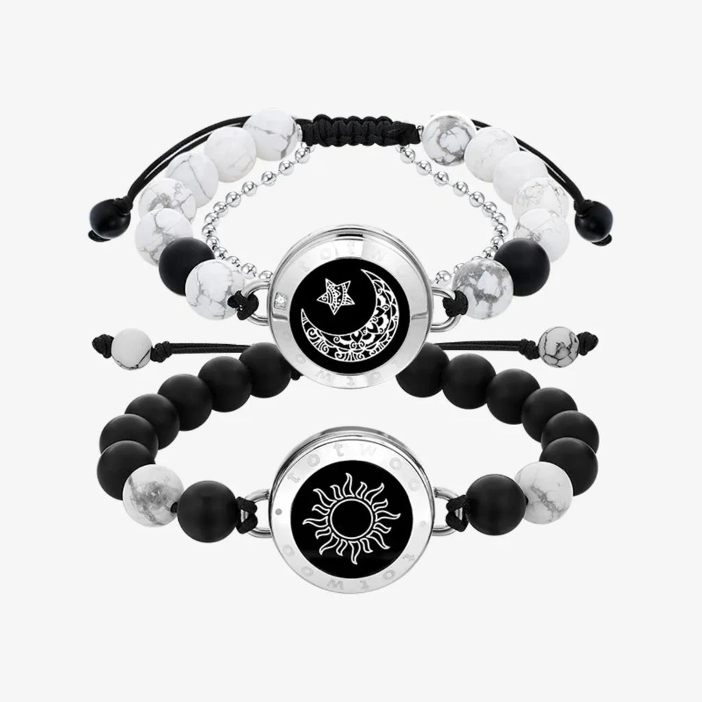 Slimme armbanden van Sun&amp;Moon met howliet- en agaatkralen 